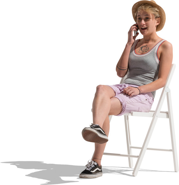 Sitting girl phone calling image