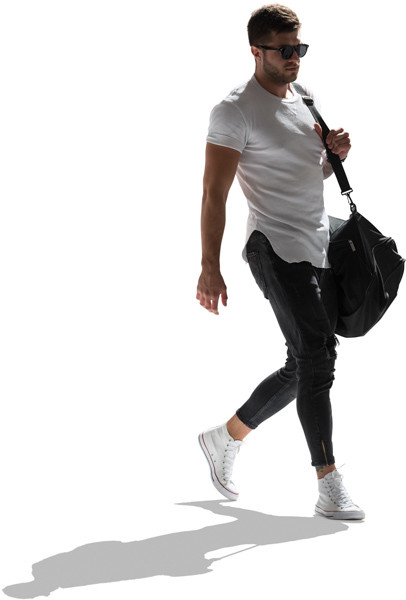 Walking man with bag image