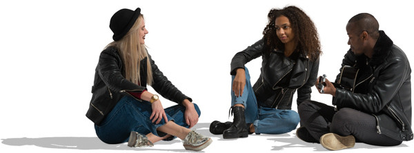 Friends sitting on the ground image