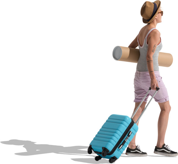 Girl walking with suitcase image