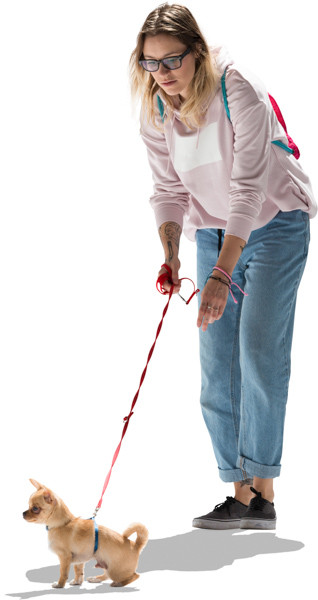 Girl walking with dog image