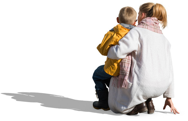 Sitting mother with son image