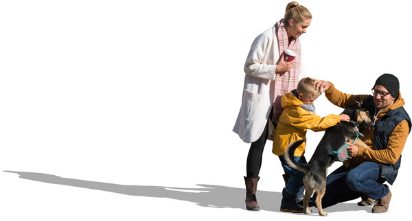 Family playing with dog image