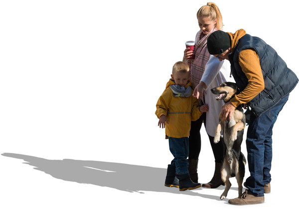 Standing family with dog image