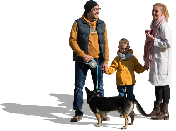 Standing family with dog image