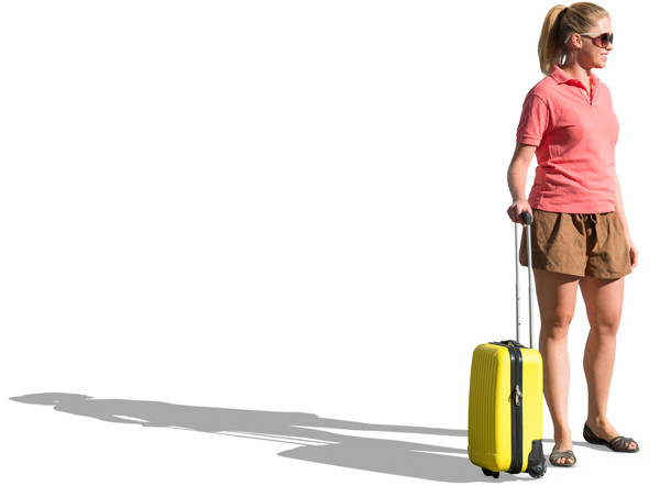 Standing woman with suitcase image
