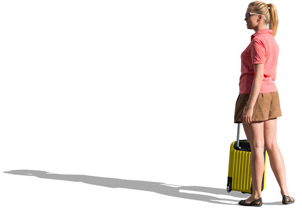 Standing woman with suitcase image