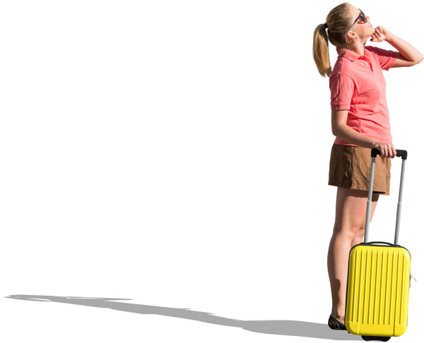 Standing woman with suitcase image
