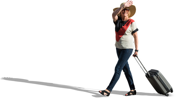 Walking woman with suitcase image