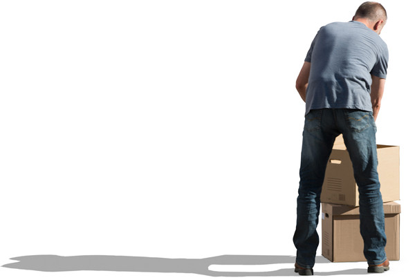 Man with cardboard box image