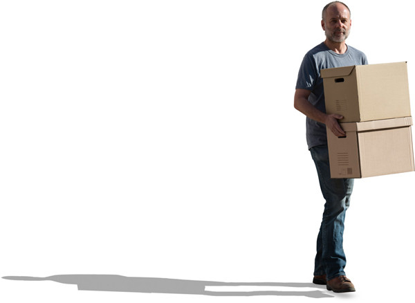 Man walking with cardboard box image