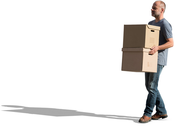 Man walking with cardboard box image