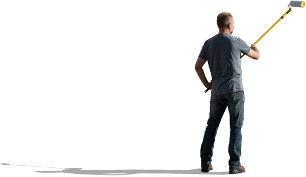 Standing man painting wall image