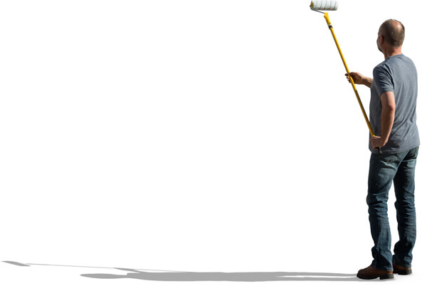 Standing man painting wall image