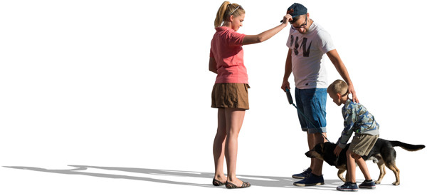 Standing family with dog image
