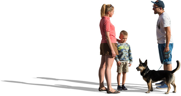 Standing family with dog image