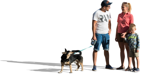 Standing family with dog image