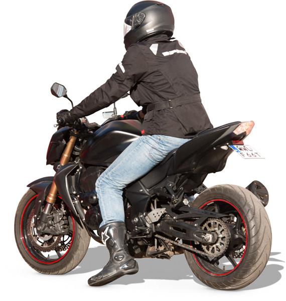 Man sitting on motorbike image