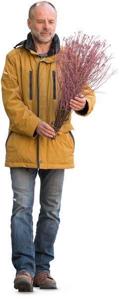 Walking man with flowers image