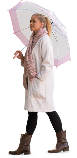 Walking woman with umbrella image