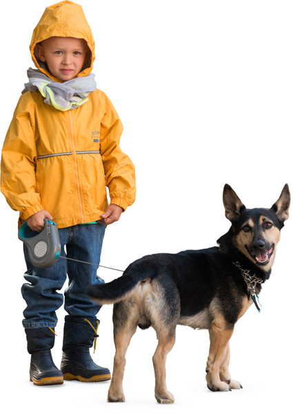 Standing boy with dog image