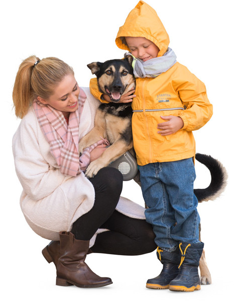 Mother and son with dog image
