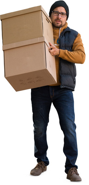 Man walking with cardboard box image