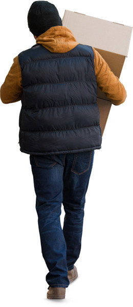 Man walking with cardboard box image