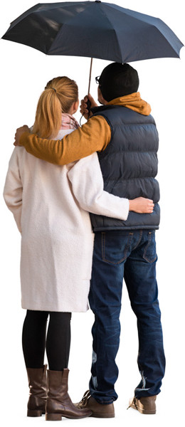 Standing couple with umbrella image