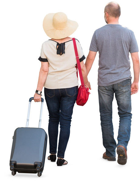 Walking couple with suitcase image