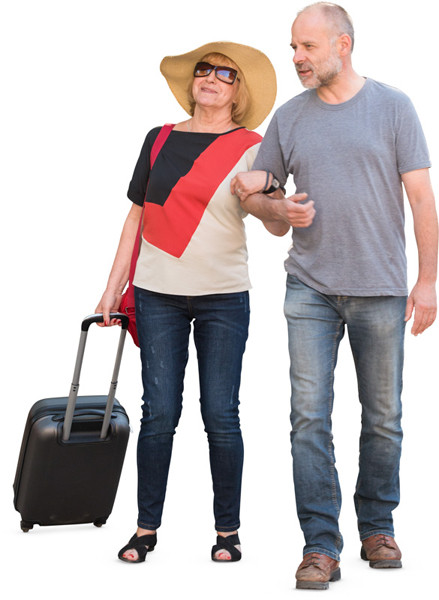 Walking couple with suitcase image