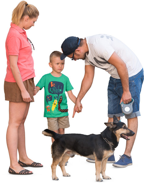Standing family with dog image