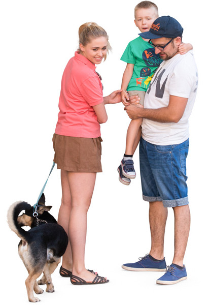 Standing family with dog image