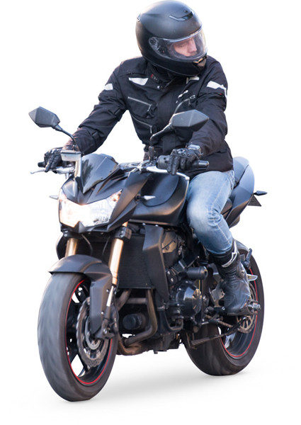 Man riding on motorbike image