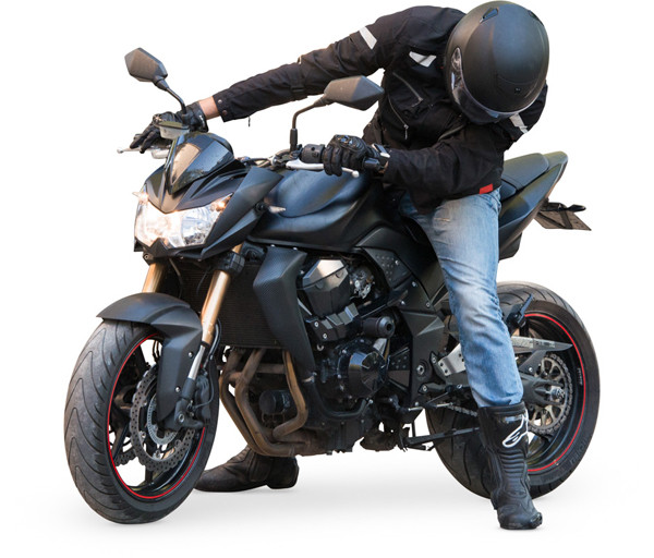 Man sitting on motorbike image