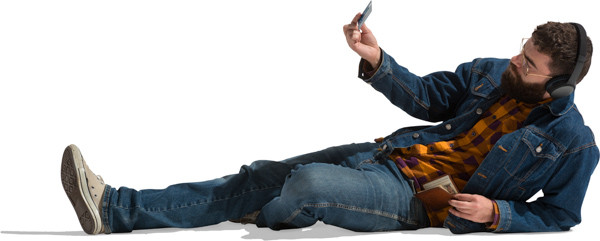 Man with beard lying on the ground image