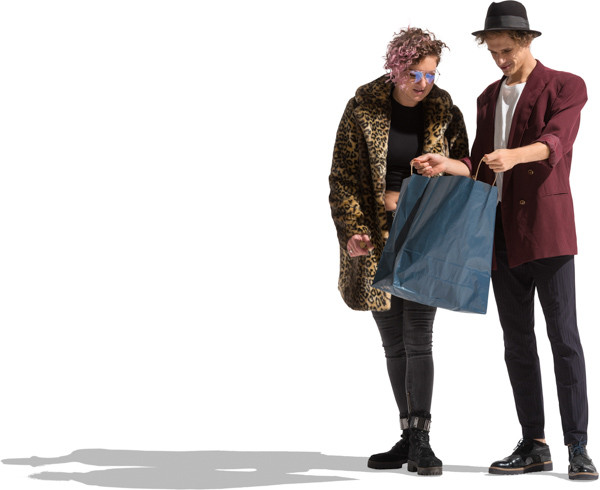 Couple checking out bag image