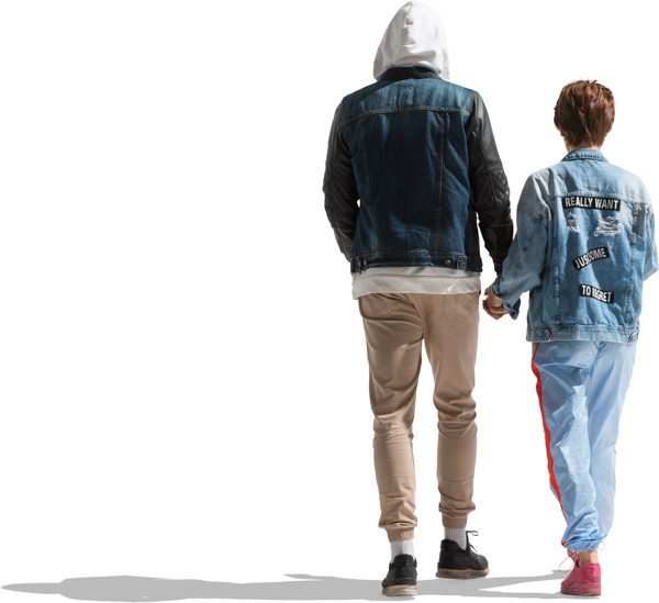 Walking couple in sunlight image