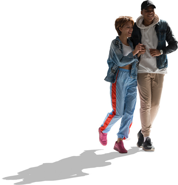 Hugging, walking couple image