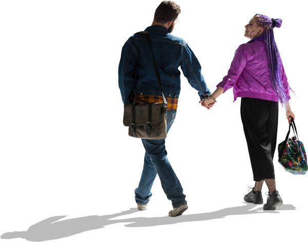 Walking couple with bags image