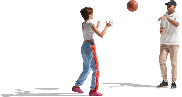 Couple throwing ball each other image