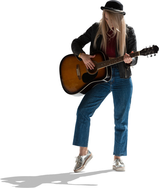 Girl playing guitar in sunlight image