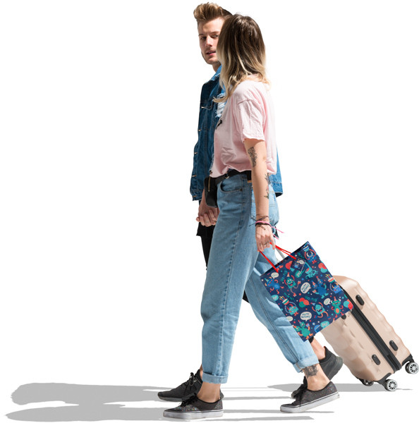 Couple waling with suitcase image