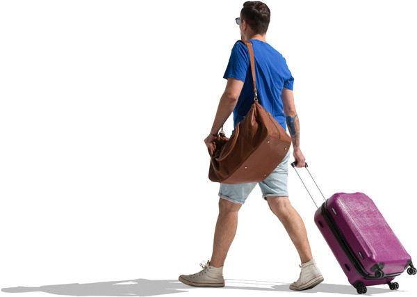 Summer man walking with suitcase image