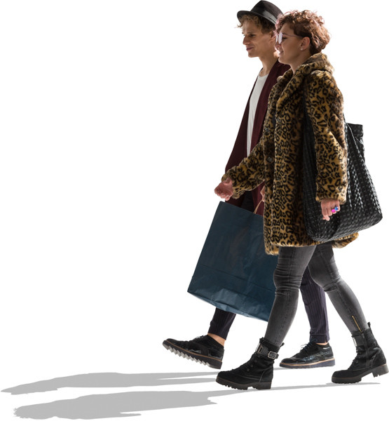 Girl in coat and man in jacket walkig image
