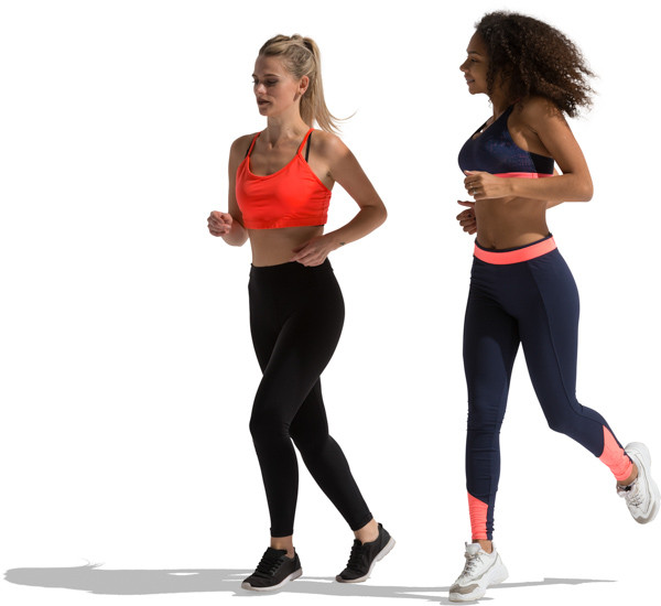Two girls running together image