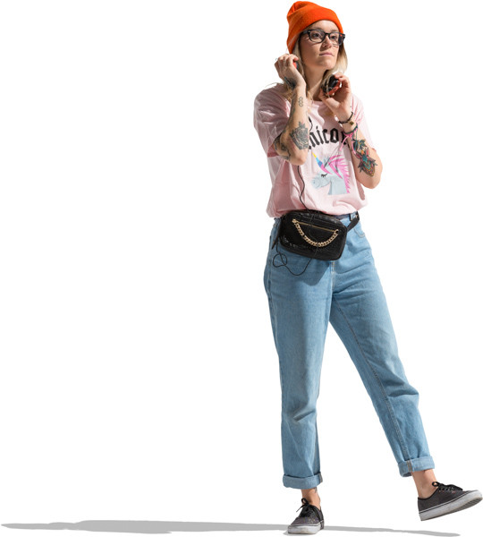 Young woman listening music image