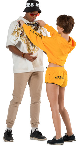 Couple fitting the new shirt image