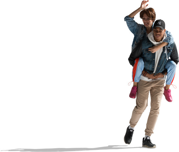 Man piggyback the woman image
