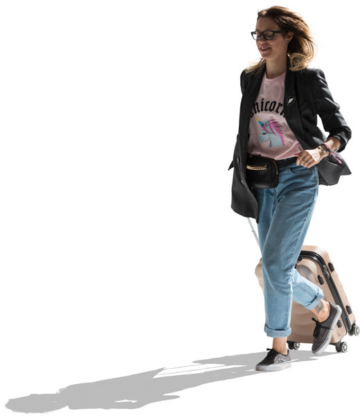 Young woman run wit the suitcase image